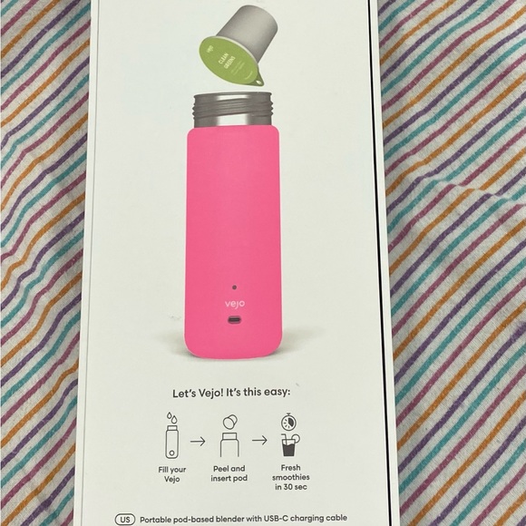 Vejo Pink Personal Blender with box, 2 boxes of Pods and charger - Picture 3 of 5